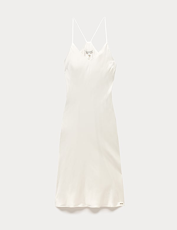 Satin Strappy Long Chemise - US