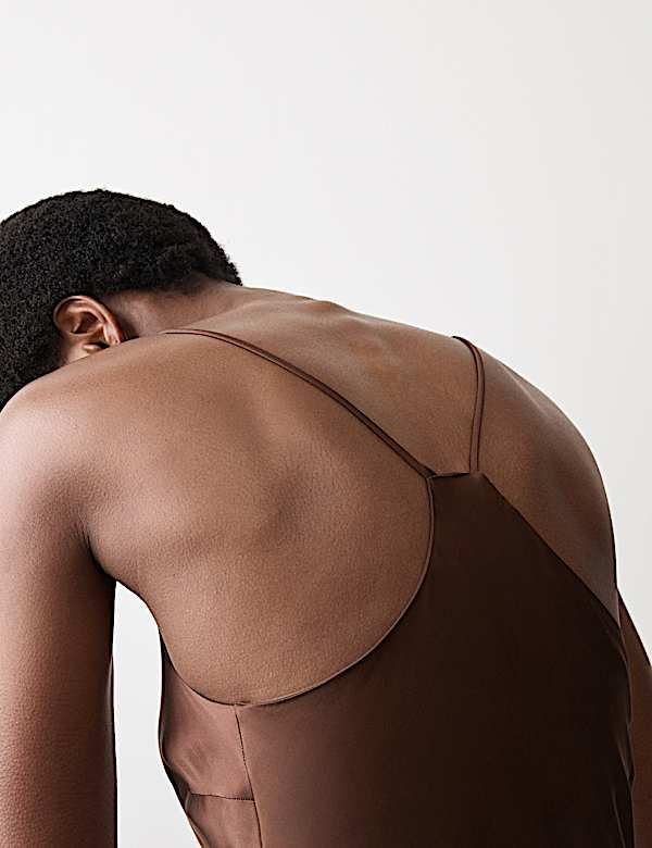 Satin Strappy Long Chemise - US