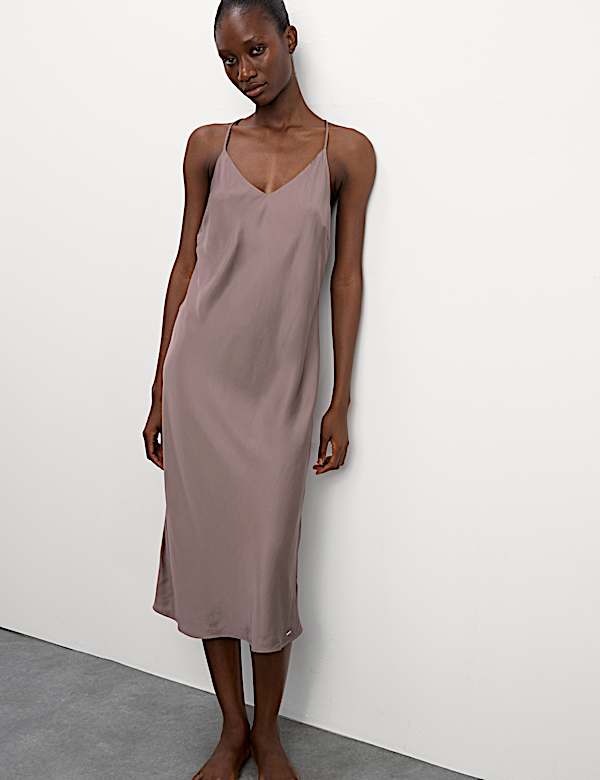 Satin Strappy Long Chemise