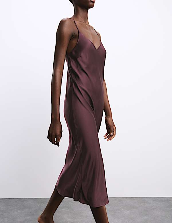 Satin Strappy Long Chemise