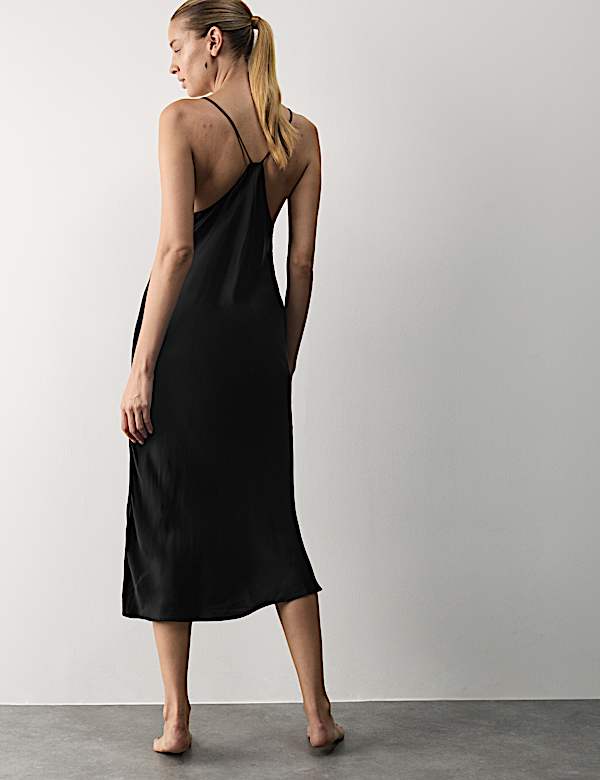 Satin Strappy Long Chemise - BG