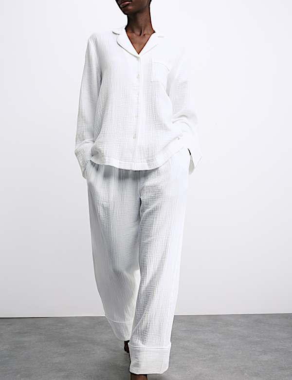 Pure Cotton Muslin Revere Pyjama Set - NZ