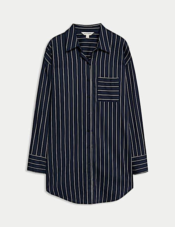 חולצת לילה מכותנה טהורה עם פסים - IL