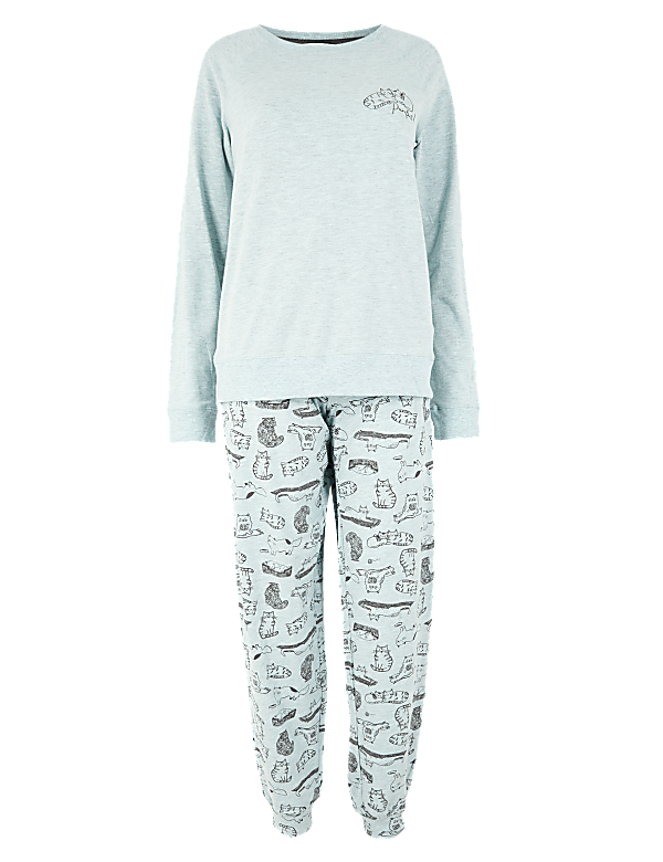 Pyjama Set with Cat Print