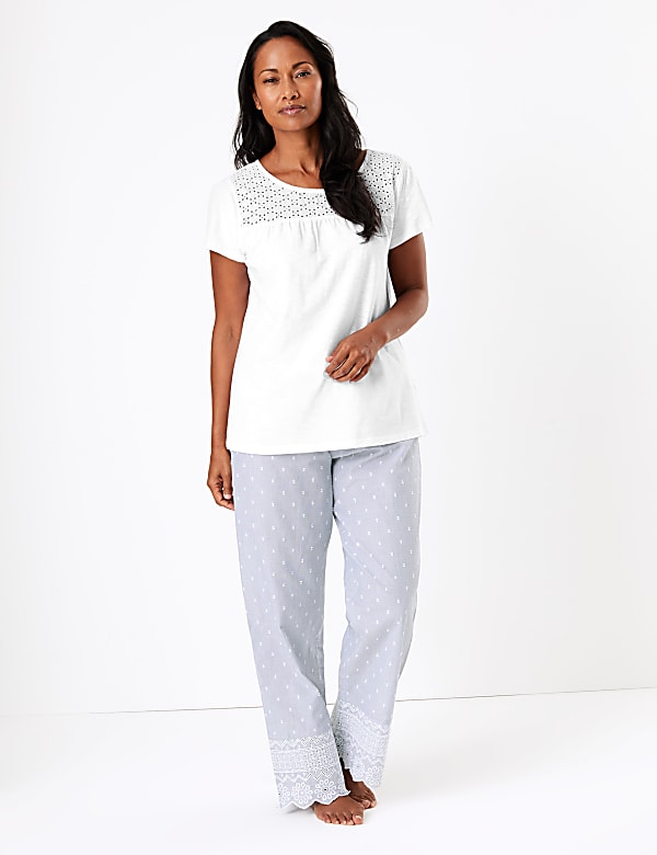 Pure Cotton Embroidered Pyjama Set