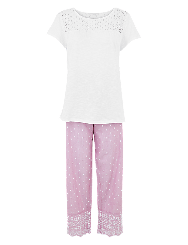Pure Cotton Broderie Pyjama Set
