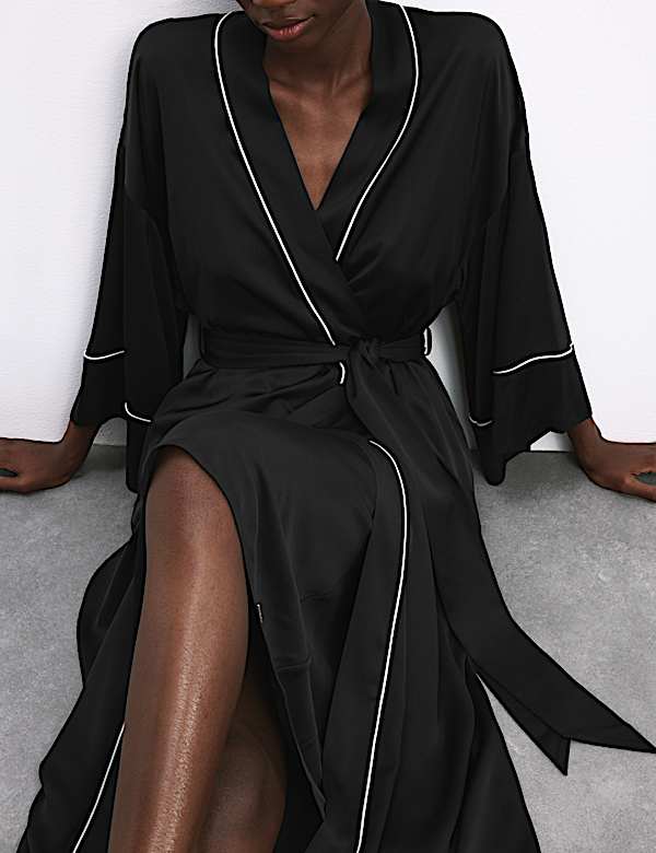 satin wrap dressing gown Womens Silky Satin Robes Lightweight Jacquard Full Length Bathrobe  Sleepwear Bridal Dressing Gown