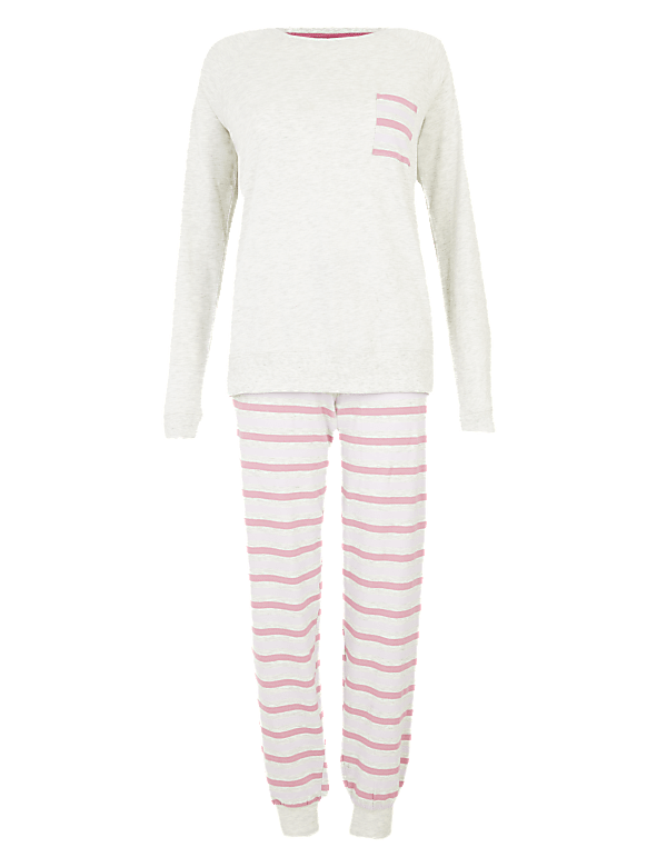 Striped Cuffed Hem Pyjama Set
