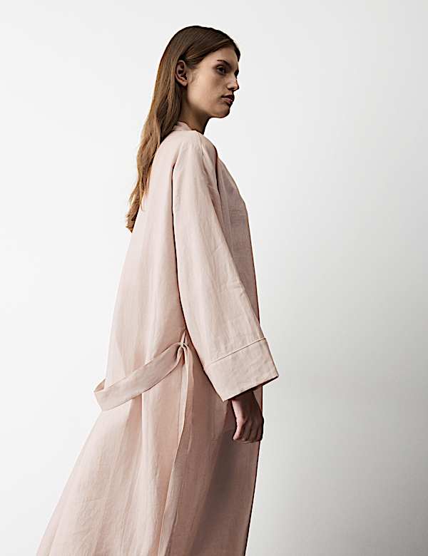 Robe de chambre 100 % lin &agrave; nouer - BE