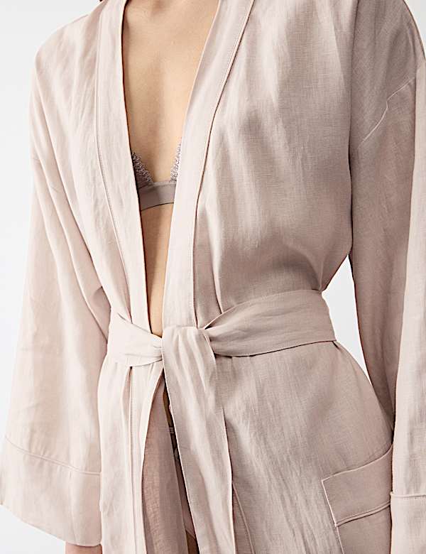 Robe de chambre 100 % lin &agrave; nouer - BE