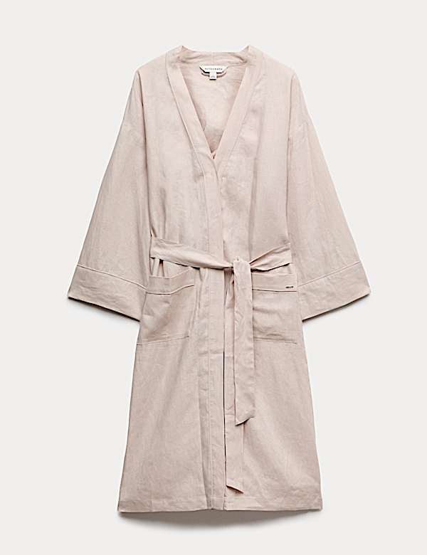 Robe de chambre 100 % lin &agrave; nouer - BE