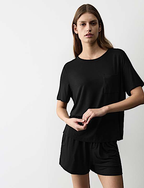 Button Fly Detail Pyjama Shorts