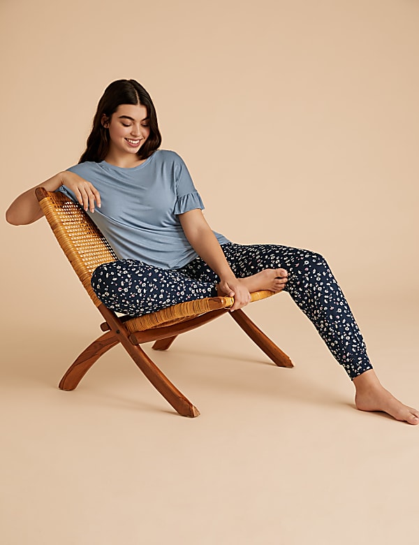 Frill Sleeve Floral Cuff Pant Pyjama Set