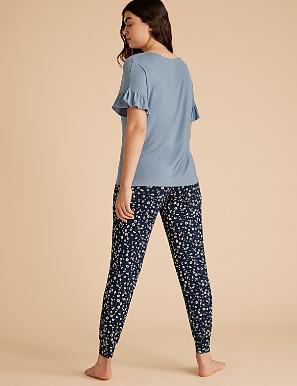 Frill Sleeve Floral Cuff Pant Pyjama Set