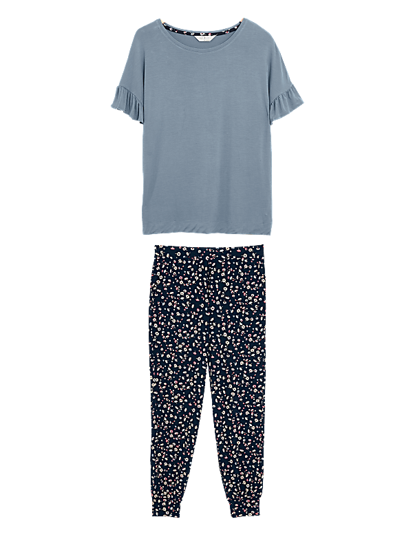 Frill Sleeve Floral Cuff Pant Pyjama Set