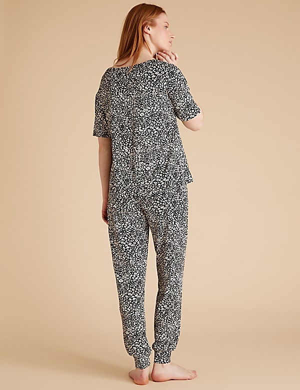 Leopard Print Cuffed Hem Pyjama Set