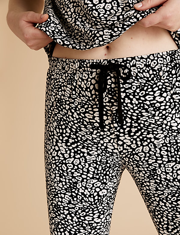 Leopard Print Cuffed Hem Pyjama Set