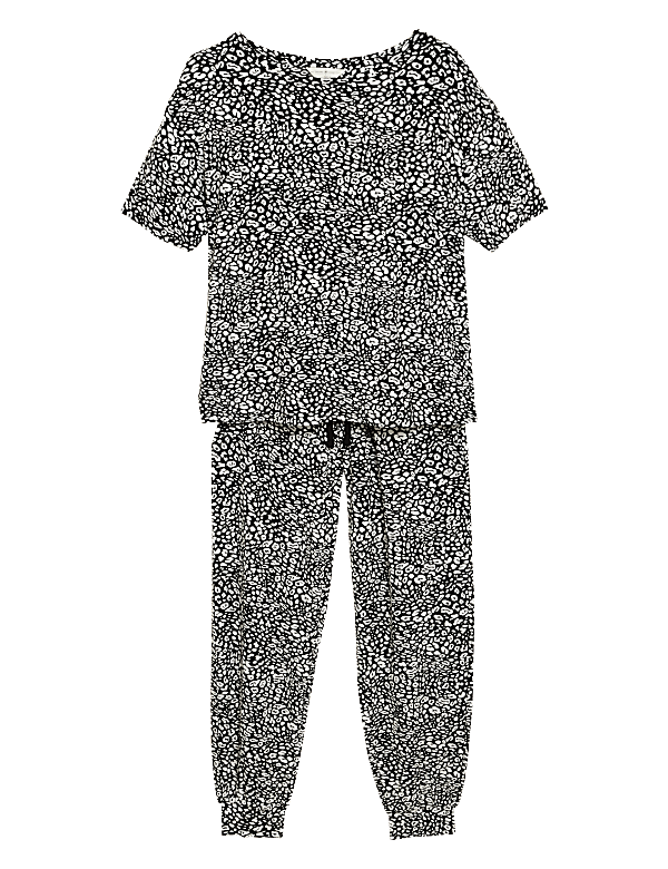 Leopard Print Cuffed Hem Pyjama Set