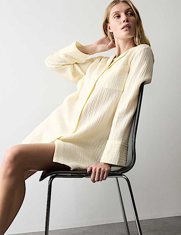 Pure Cotton Muslin Nightshirt - BE