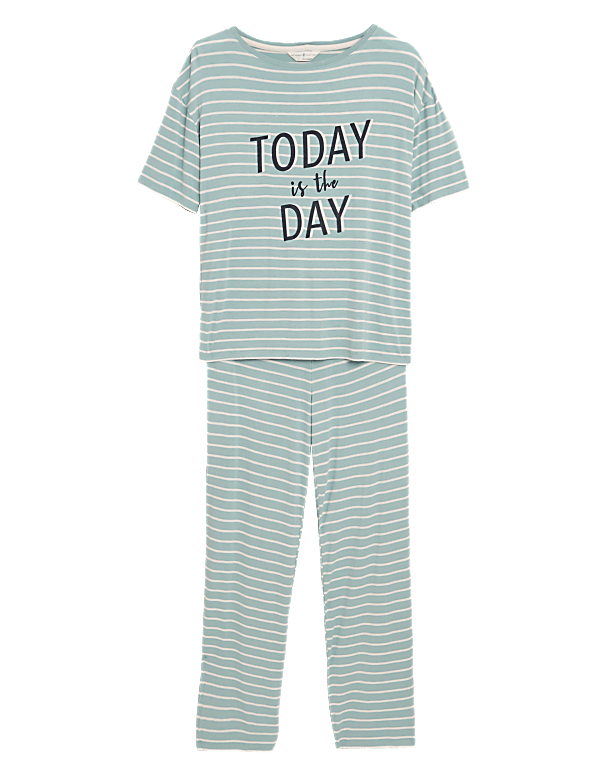 Slogan and Stripe Pyjama Set
