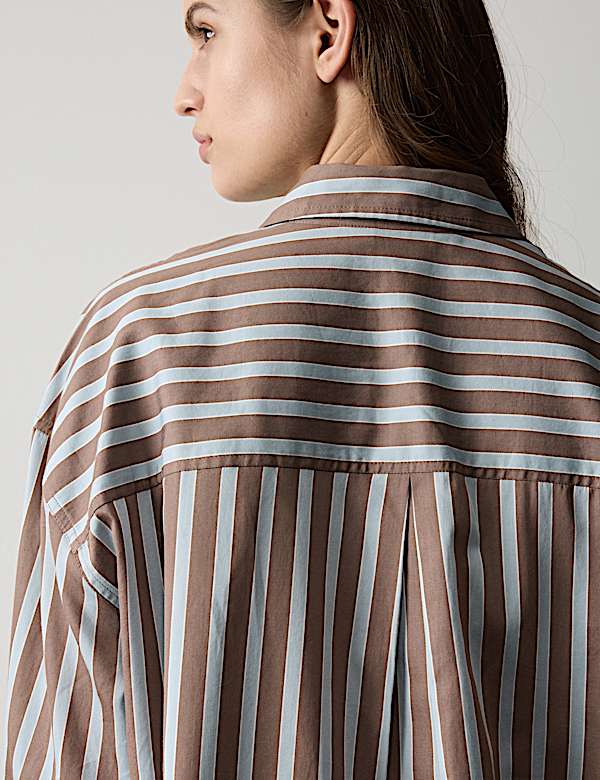 Pure Cotton Sateen Striped Pyjama Set - LU