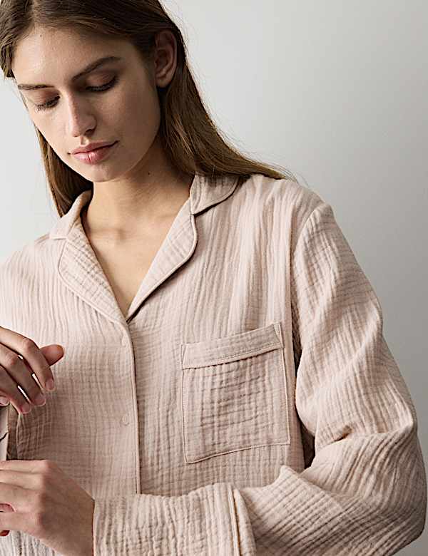 Pure Cotton Muslin Revere Shortie Set - LU