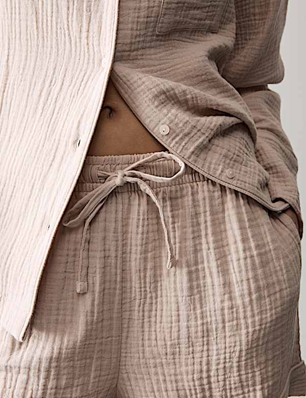 Pure Cotton Muslin Revere Shortie Set - LU