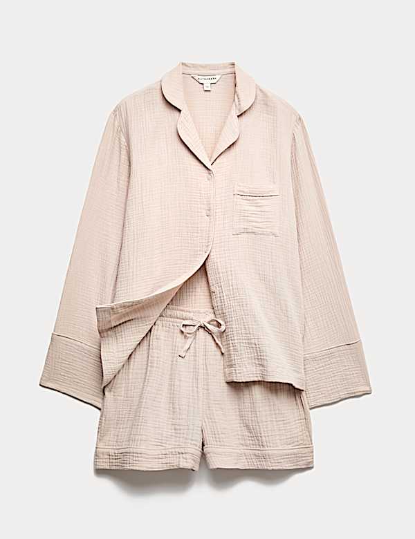 Pure Cotton Muslin Revere Shortie Set - LU