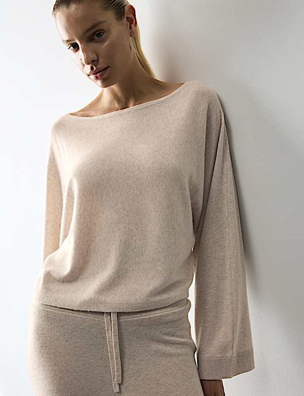 Schlafanzugoberteil aus Merino-Wollmischgewebe mit Kaschmiranteil - AT