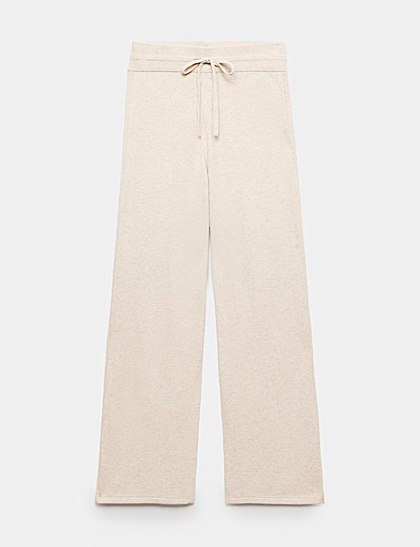 Wool Blend Wide Leg Lounge Pants with Cashmere - JO