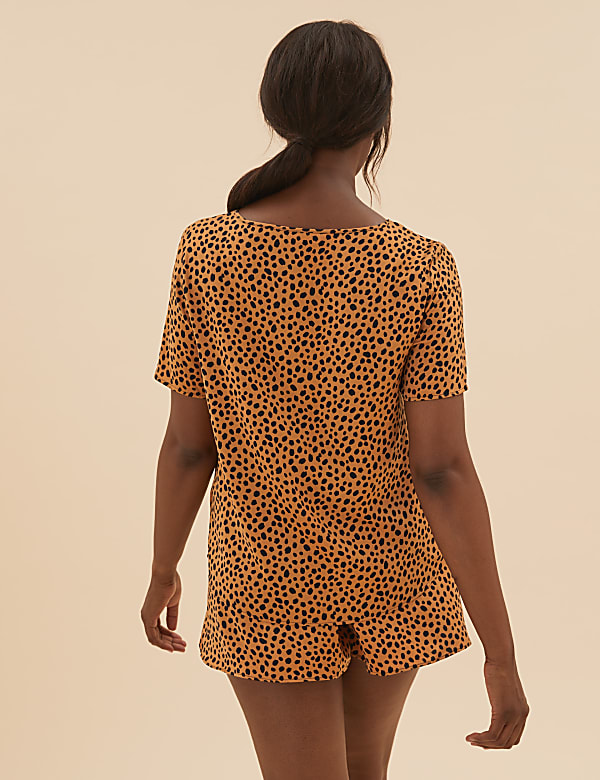Satin Cheetah Print Short Pyjama Set