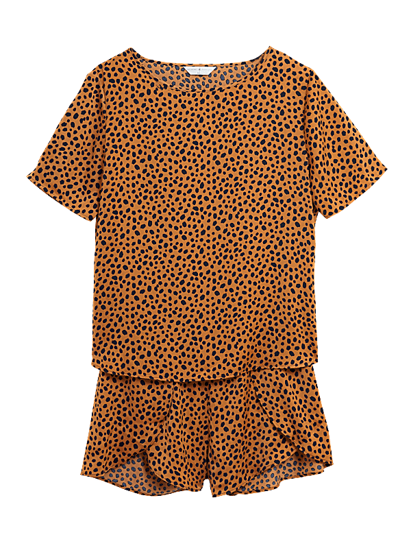 Satin Cheetah Print Short Pyjama Set
