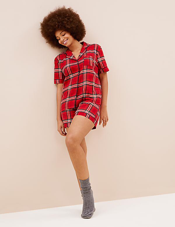 Women's Checked Family Short Pyjama Set
