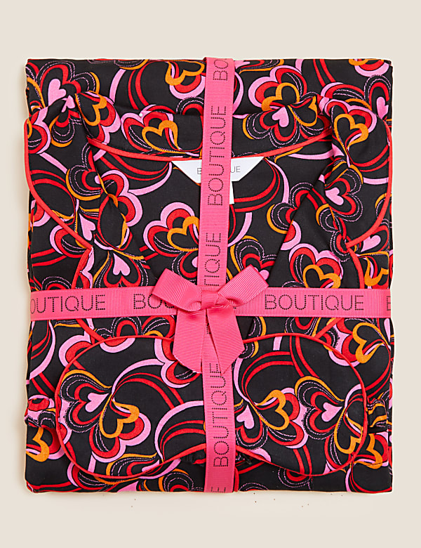 Heart Print Pyjama Set with Eye Mask