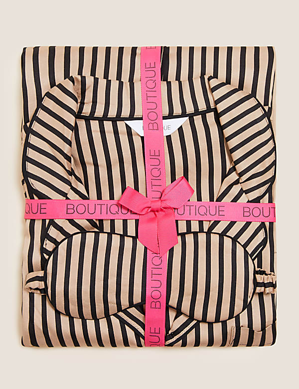 2 Pack Pure Viscose Striped Lapel Collar Pyjama Set
