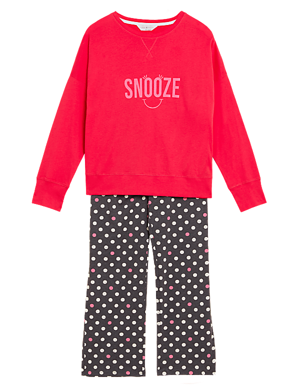 Cotton Rich Flock Slogan Pyjama Set