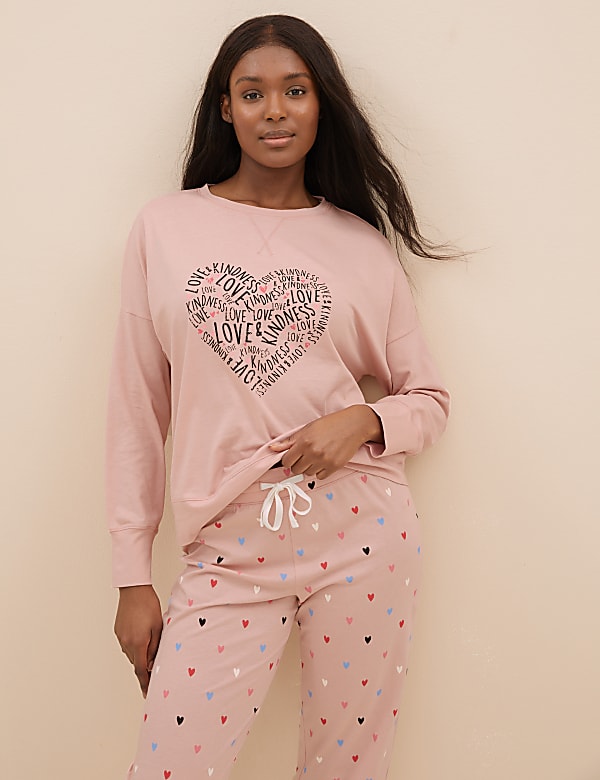 Buy Pure Cotton Love Heart Pyjama Set at Marks Spencer