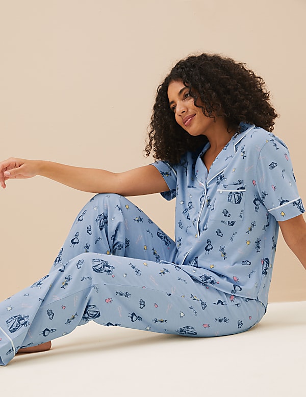Buy Cotton Rich Alice in Wonderland Pyjama Set at Marks Spencer