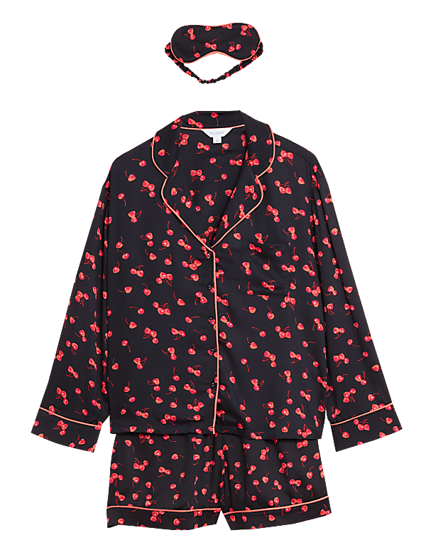 Cherry Shortie Set with Eye Mask