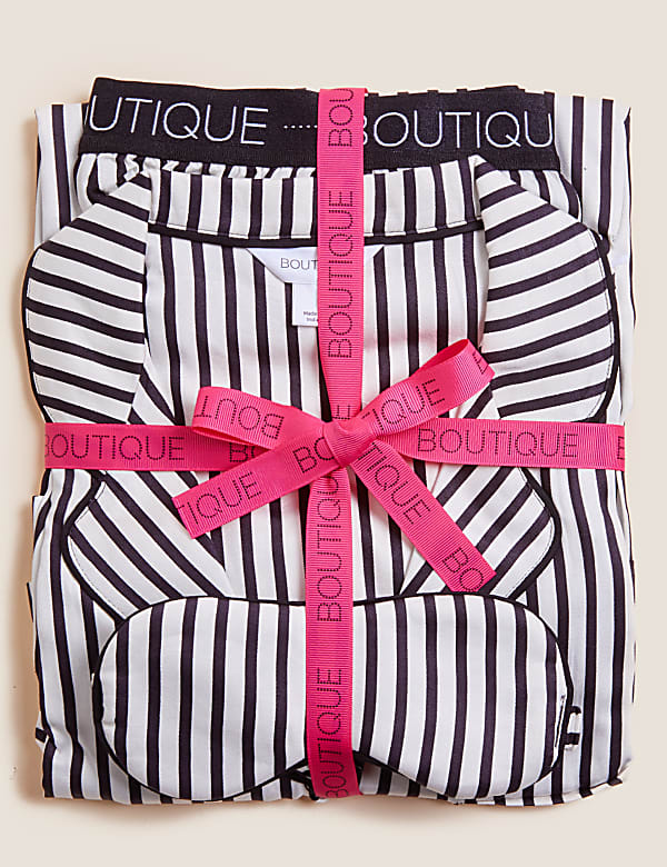 Stripe Shortie Set with Eye Mask