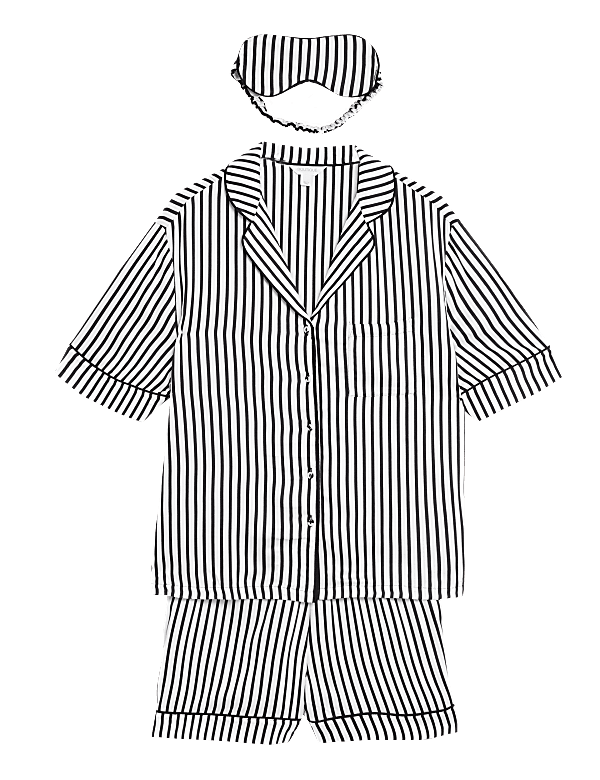 Stripe Shortie Set with Eye Mask