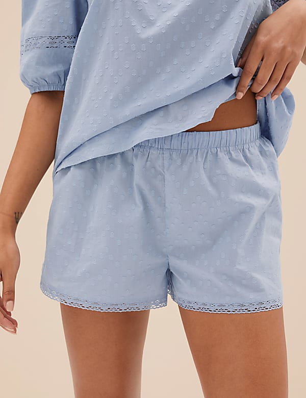 Pure Cotton Lace Trim Shortie Set