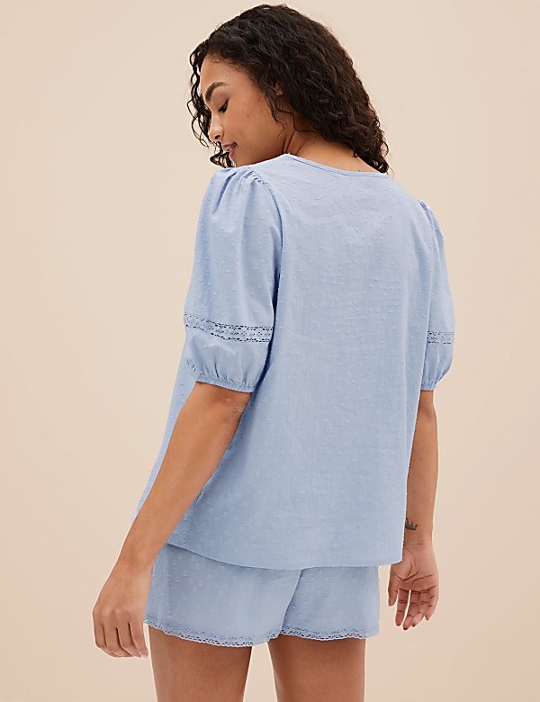 Pure Cotton Lace Trim Shortie Set