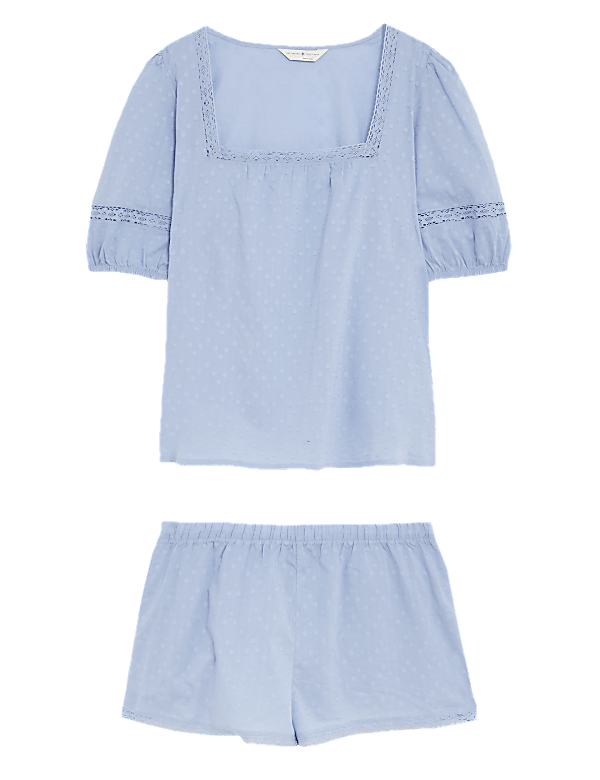 Pure Cotton Lace Trim Shortie Set
