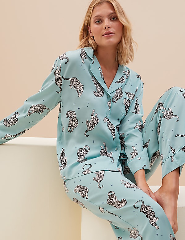 Buy Dream Satin Tiger Print Pyjama Set at Marks Spencer