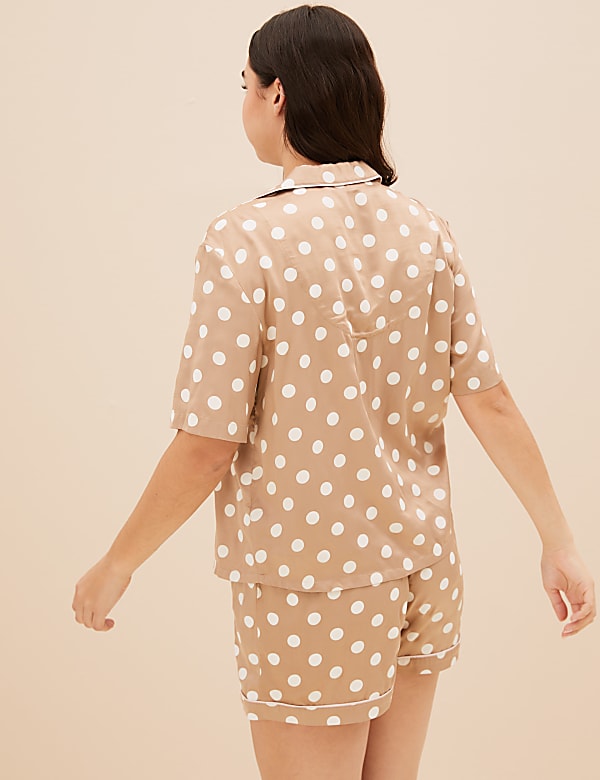 Spot Print Revere Collar Shortie Set