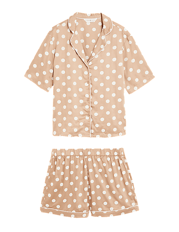 Spot Print Revere Collar Shortie Set