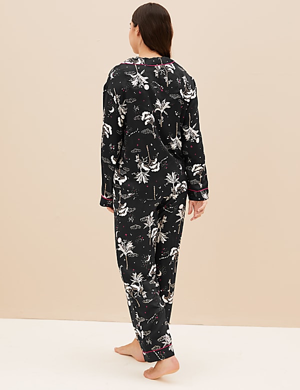 Floral Print Revere Collar Pyjama Set