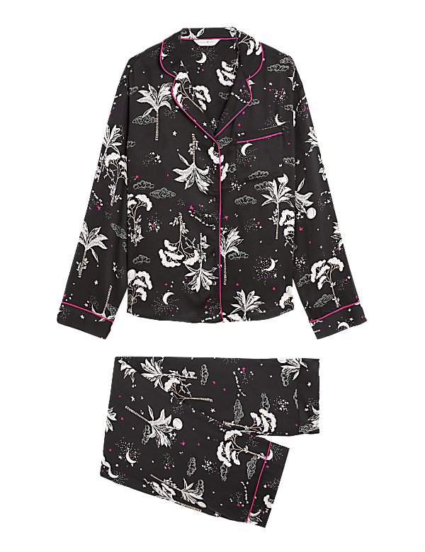 Floral Print Revere Collar Pyjama Set
