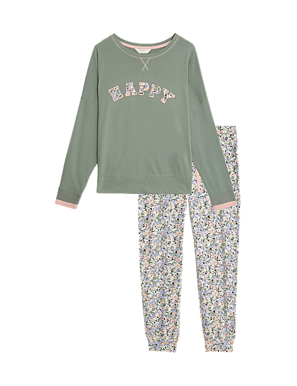 Cotton Rich Happy Slogan Pyjama Set